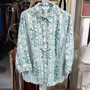 Alia Green and Blue Striped Shirt